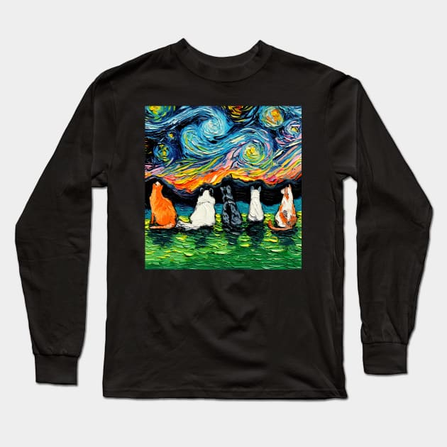 Starry Cats Long Sleeve T-Shirt by sagittariusgallery